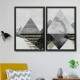 Kit 2 Quadros Decorativos Abstrato M�rmore Pir�mides Tons de Cinza
