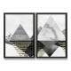 Kit 2 Quadros Decorativos Abstrato M�rmore Pir�mides Tons de Cinza