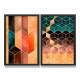 Kit 2 Quadros Decorativos Abstrato Geom�trico Torres de Cubo Chevron