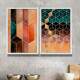 Kit 2 Quadros Decorativos Abstrato Geom�trico Torres de Cubo Chevron