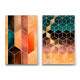 Kit 2 Quadros Decorativos Abstrato Geom�trico Torres de Cubo Chevron