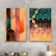 Kit 2 Quadros Decorativos Abstrato Geom�trico Torres de Cubo Chevron