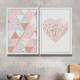 Kit 2 Quadros Decorativos Abstrato M�rmore Geom�trico e Cora��o Rose