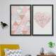 Kit 2 Quadros Decorativos Abstrato M�rmore Geom�trico e Cora��o Rose