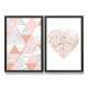 Kit 2 Quadros Decorativos Abstrato M�rmore Geom�trico e Cora��o Rose