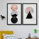 Kit 2 Quadros Decorativos Abstrato M�rmore Tri�ngulos e C�rculos Rose