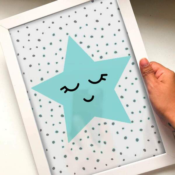 Kit 2 Quadros Decorativos Estrela Azul Little Love