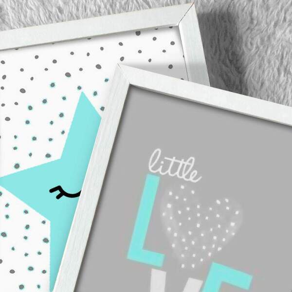 Kit 2 Quadros Decorativos Estrela Azul Little Love