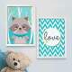 Kit 2 Quadros Decorativos Guaxinim Love Fundo Azul