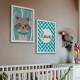 Kit 2 Quadros Decorativos Guaxinim Love Fundo Azul