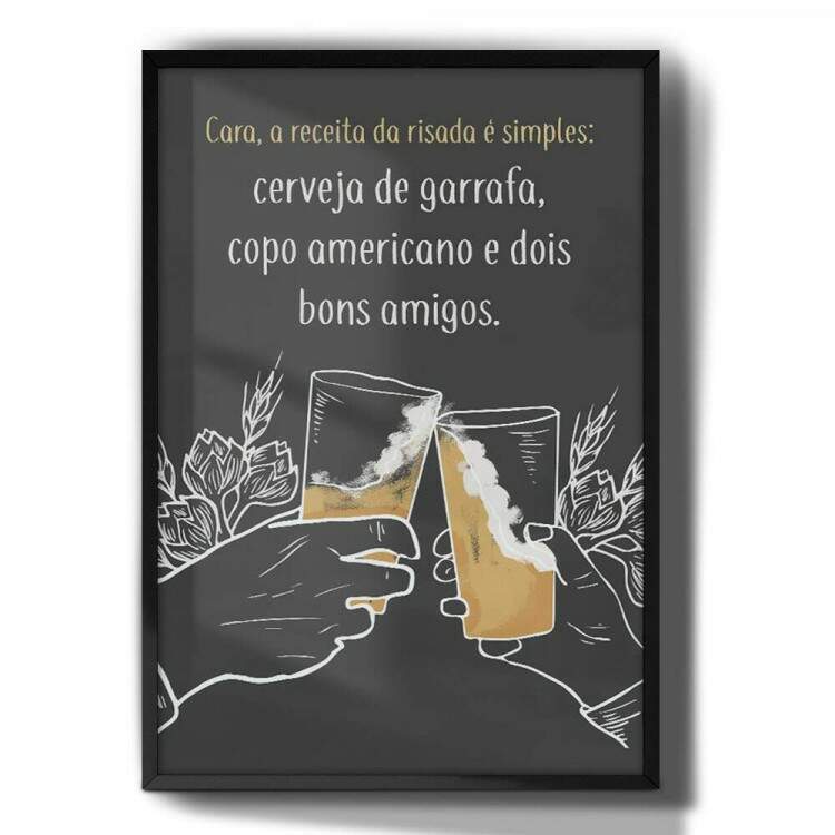 Quadro Decorativo A Receita da Risada  Simples Amigos