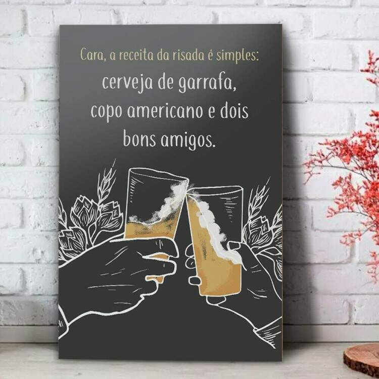 Quadro Decorativo A Receita da Risada  Simples Amigos