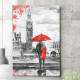 Quadro Decorativo Casal Preto e Branco com Vermelho em Londres