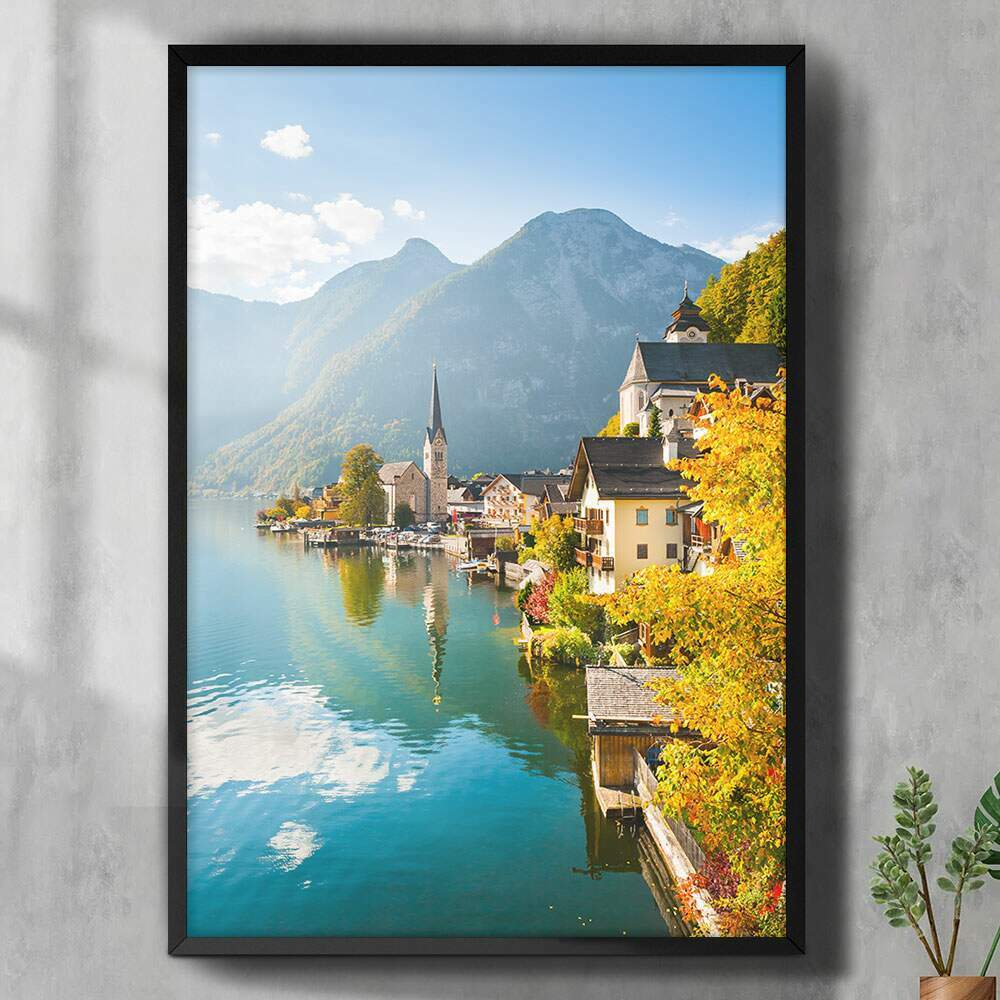Quadro Decorativo Hallstatt Aldeia na ustria