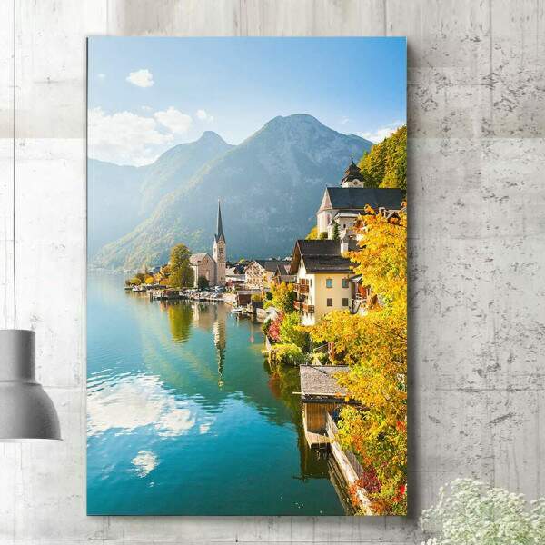 Quadro Decorativo Hallstatt Aldeia na ustria