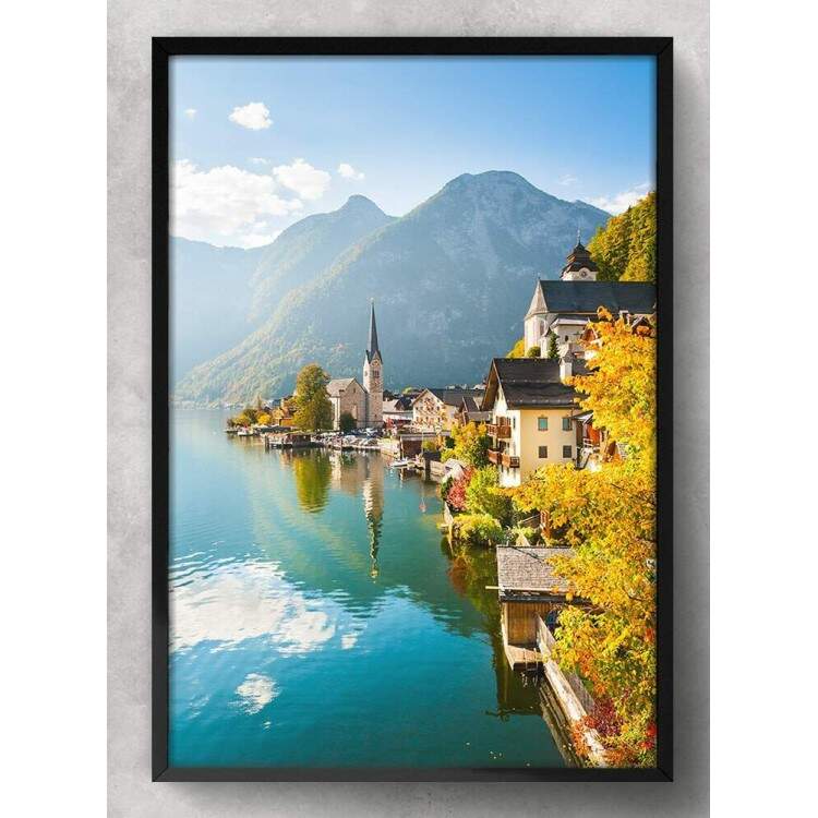 Quadro Decorativo Hallstatt Aldeia na ustria