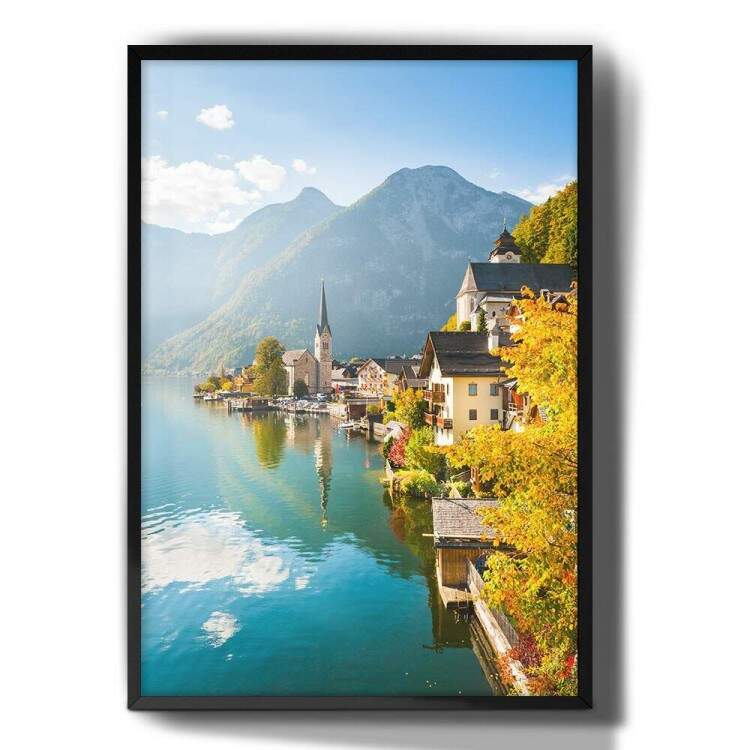 Quadro Decorativo Hallstatt Aldeia na ustria