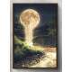 Quadro Decorativo Lua Cheia Cachoeira