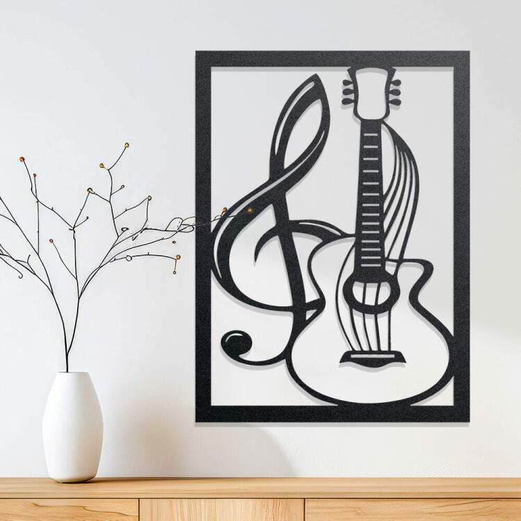 Quadro Decorativo Vazado Clave de Sol e Violo