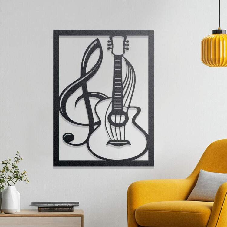 Quadro Decorativo Vazado Clave de Sol e Violo