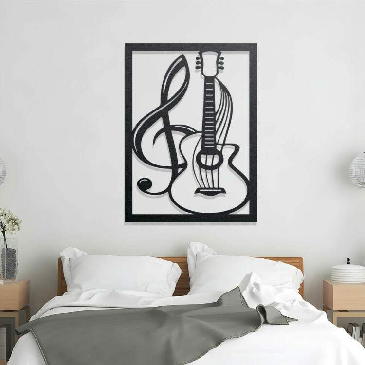 Quadro Decorativo Vazado Clave de Sol e Violo