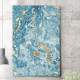 Quadro Decorativo Abstrato M�rmore Azul com Dourado