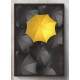 Quadro Decorativo Guarda Chuvas Pretos e Um Amarelo