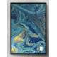 Quadro Decorativo Abstrato Pintura M�rmore Azul com Dourado