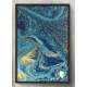 Quadro Decorativo Abstrato Pintura M�rmore Azul com Dourado