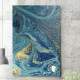 Quadro Decorativo Abstrato Pintura M�rmore Azul com Dourado