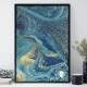 Quadro Decorativo Abstrato Pintura M�rmore Azul com Dourado