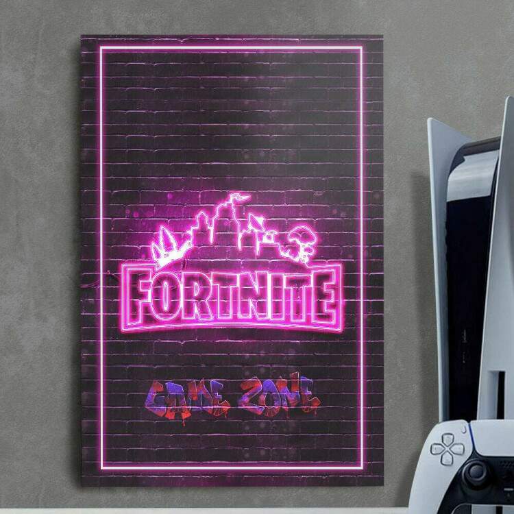 Quadro Decorativo Fortnite de Led em Parede