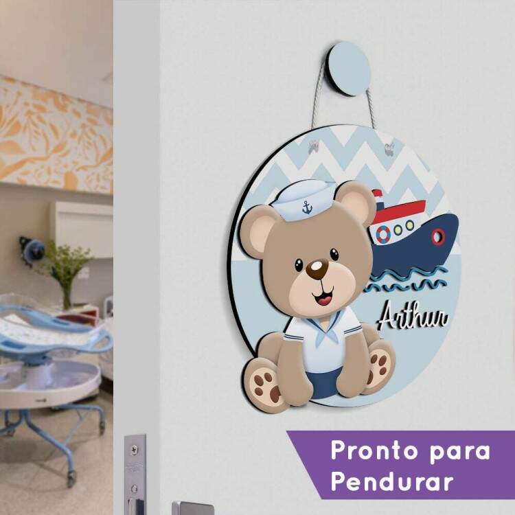 Enfeite de Porta Maternidade Ursinho Marinheiro