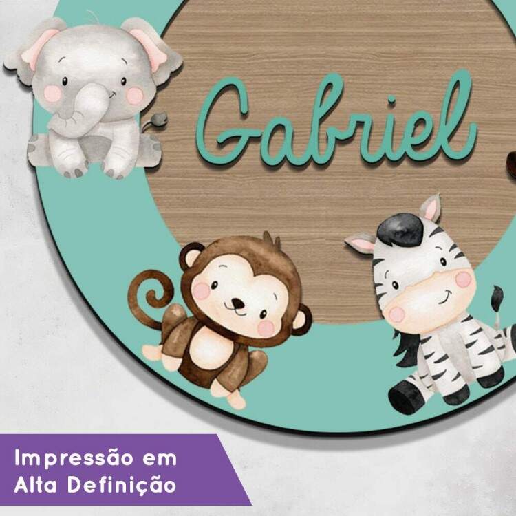 Enfeite de Porta Maternidade Animais Safari Baby