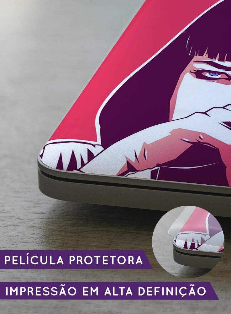 Adesivo Para Notebook Pulp Fiction Fundo Vermelho