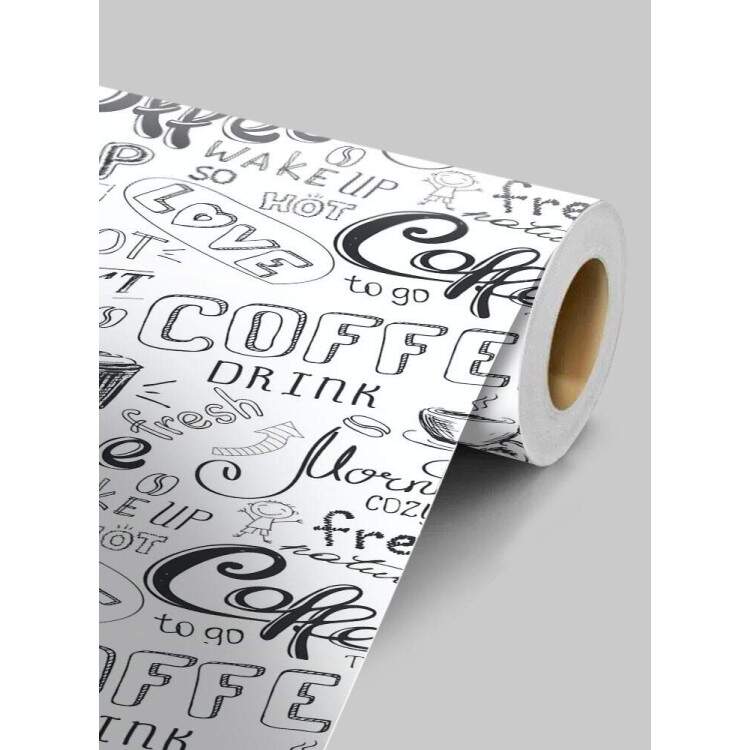 Papel de Parede Coffee Love Preto e Branco