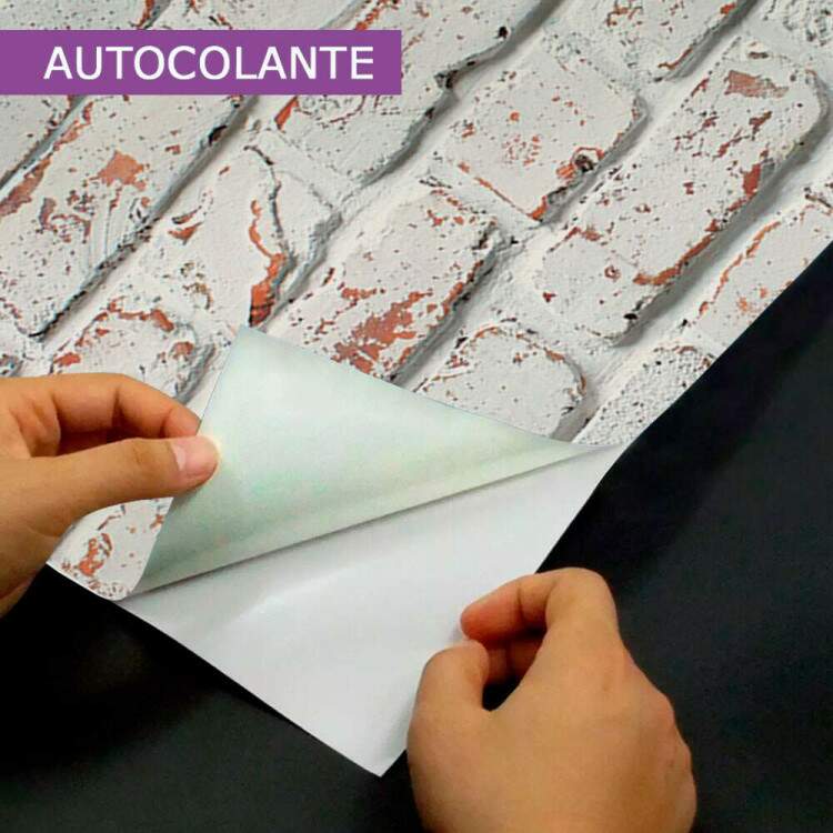 Papel de Parede Tijolos Marrom Pintados de Brancos