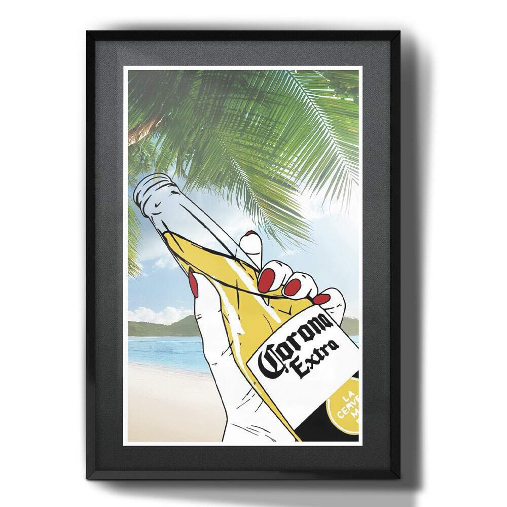 Quadro Decorativo Pintura Praia e Cerveja