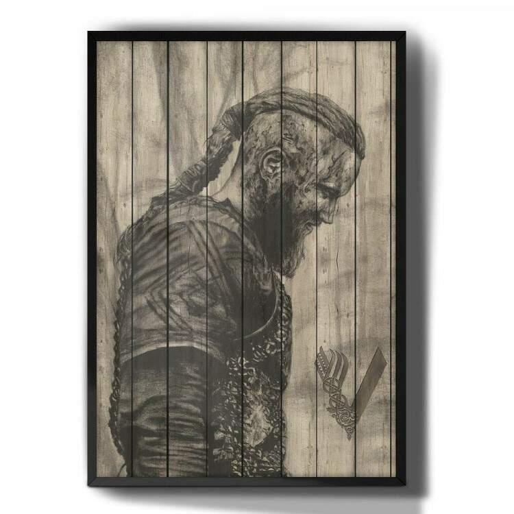 Quadro Decorativo Madeira Desenho The Vikings