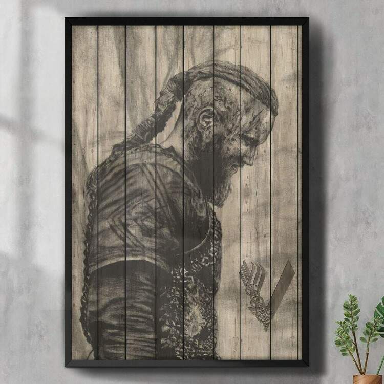 Quadro Decorativo Madeira Desenho The Vikings