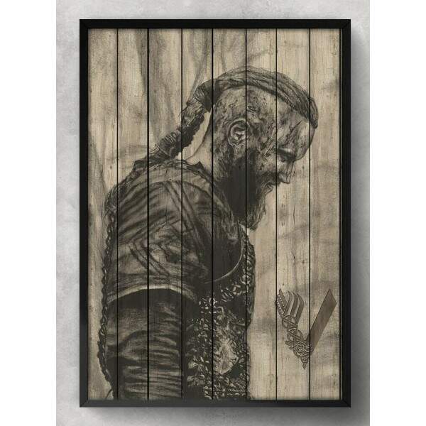 Quadro Decorativo Madeira Desenho The Vikings