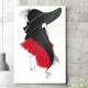 Quadro Decorativo Mulher Preto e Branco e Vermelho de Chap�u