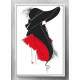 Quadro Decorativo Mulher Preto e Branco e Vermelho de Chap�u