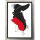 Quadro Decorativo Mulher Preto e Branco e Vermelho de Chap�u