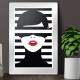 Placa Decorativa Moda Mulher Abstrato Preto e Branco