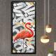 Quadro Decorativo Slim Flamingo Fundo Abstrato