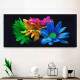 Quadro Decorativo Slim Flores Coloridas Fundo Preto