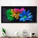 Quadro Decorativo Slim Flores Coloridas Fundo Preto