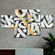 Conjunto de Quadros Decorativos Letras Abstratas Pintura