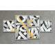 Conjunto de Quadros Decorativos Letras Abstratas Pintura